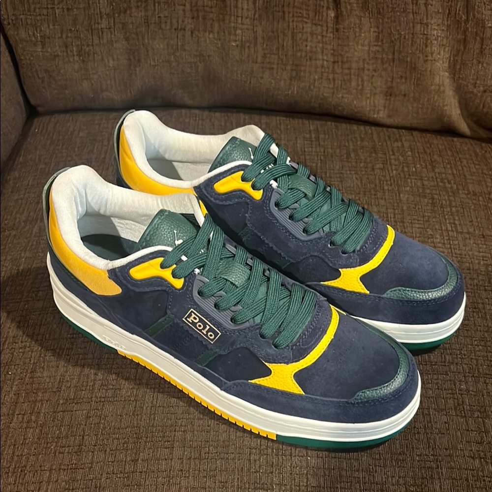Polo by Ralph Lauren Blue and Yellow Retro Suede Sneakers